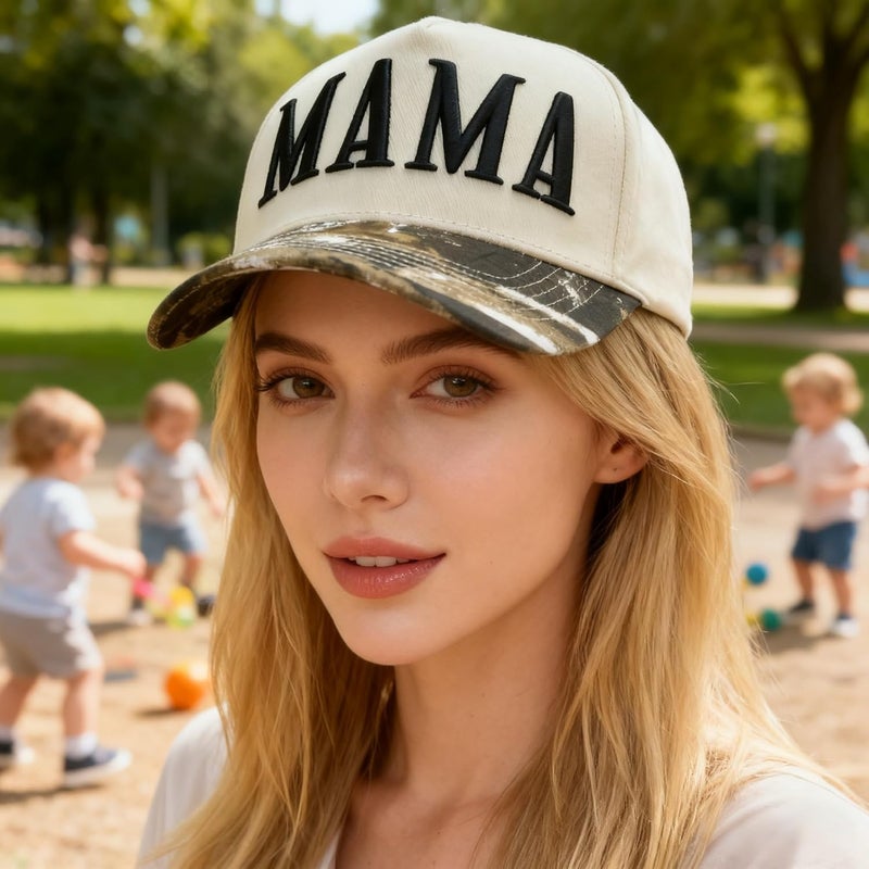 Abdkw Mommin Trucker Hat | Vintage Two-Tone Women's Baseball Cap,with Mommin Embroidery Ponytail Fit,Outdoor and Daily Use - Image 3